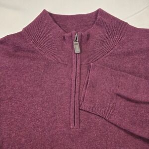 Jos A Bank Traveler Mens XXL Burgundy Pima Cotton Quarter Zip Sweater Pullover